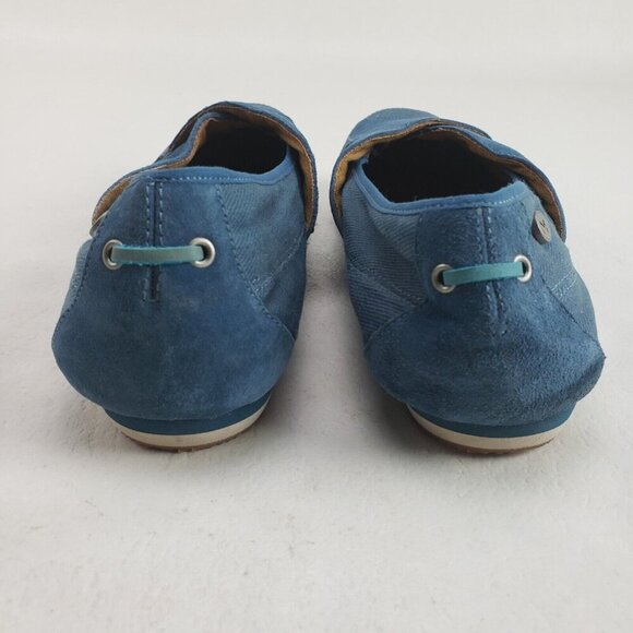 Mozo Sport Suede Canvas Flat Womens 10.5 Blue Slip On Comfort Non Slip Shoe - Picture 9 of 11